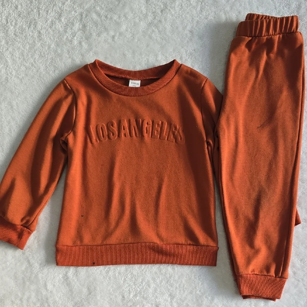 Orange Sweatshirt and Pants Set
